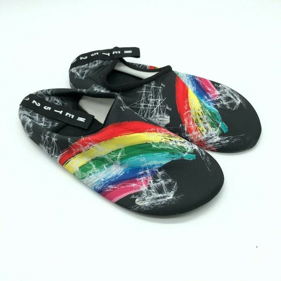 Met 520 Womens Water Shoes Slip On Fabric Rainbow Ship Black 40/41 US 8/9 - Picture 1 of 5